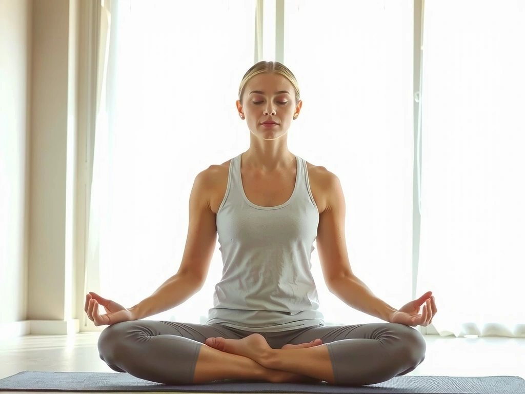 A person meditating peacefully in a sunlit room, emphasizing tranquility and focus.