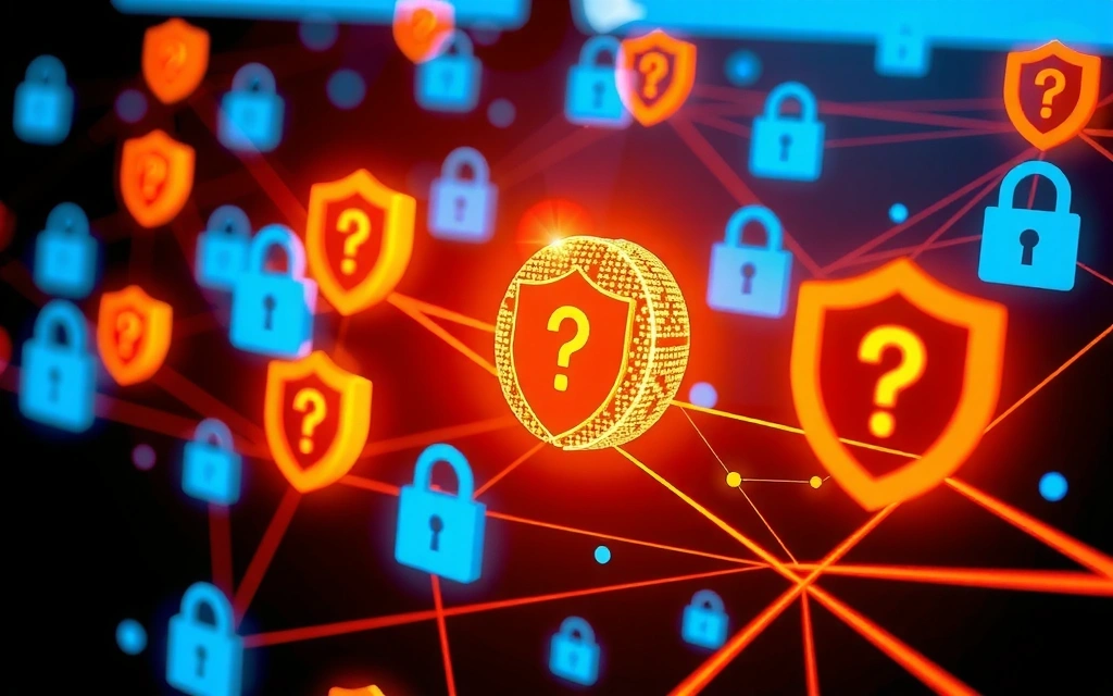 Abstract representation of data flowing securely, with locks and shields, indicating data collection and protection